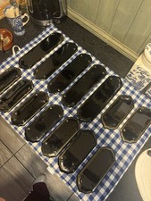 Victorian Ceramic Black Finger Plate with Faded Gold Rim. Salvage