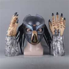 Predator Latex Mask Gloves Halloween Cosplay Costume Props Show Headgear Helmet