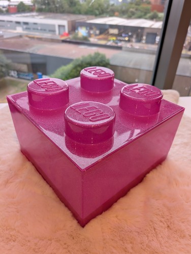 Lego pink storage brick 2x2 - brick,