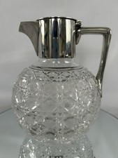 Fine 1896 Antique Silver Hob Nail Cut Glass Dresser Design Decanter/Claret Jug