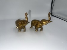 Vintage Bundle 2 Brass Elephant Figures Playing Figurines African Animals