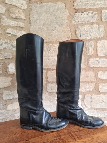 Black leather riding boots - black,