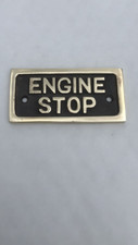 narrowboat engine stop label brass.cruiser,vintage,classic,plaque,tractor,steam