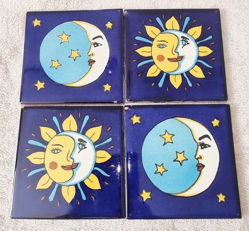 4pc mexican talavera tile set - talavera,