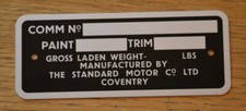 TRIUMPH TR4A COMMISSION PLATE - LATE CARS TO CTC692** - FREE UK P&P - COM0042