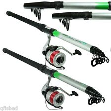 2 X 12ft TELESCOPIC BEACHCASTER RODS & REELS SET BEACH CASTER 20lb LINE NGT