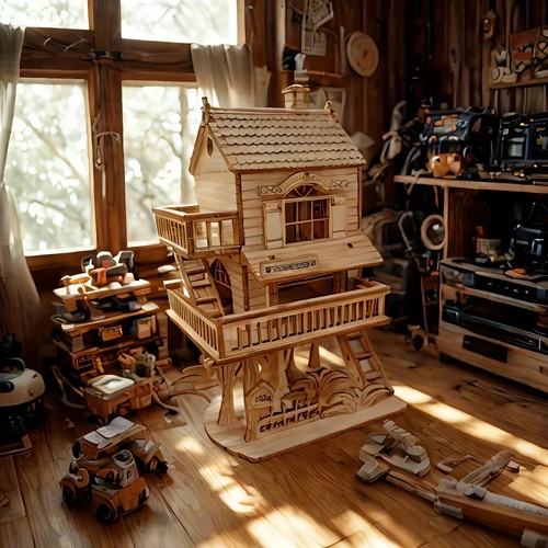 Wooden house diy puzzle - 3d,