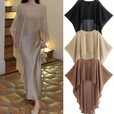 Women Chiffon Shawl Wrap Long Cape Jacket Bridal Wedding Shrug for Evening Dress