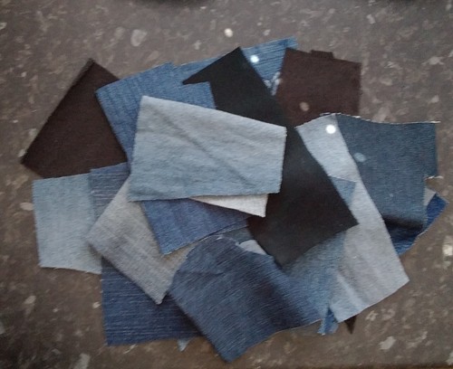 Denim fabric scraps - scraps, offcuts