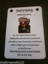 BEER PUMP CLIP INFO CARD - TETLEY BREWERY