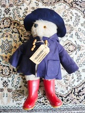 Vintage 1974 Paddington Bear Gabrielle Designs Mohair Fur 18" Tall Navy Jacket