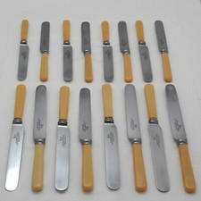 Bone Effect Handle Design Walker & Hall Silver Service Cutlery 16 Dinner Knives