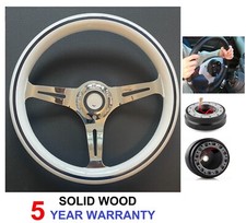 WHITE WOOD STEERING WHEEL &