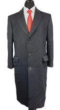 Crombie Aberdeen Scotland Gray 3 Button 100% Wool England Overcoat Jacket 42R