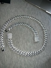 CZ iced Out Chain 20mm 26 Inch Length Matching Bracelet Set Check Description