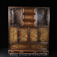 30" Old Chinese Rosewood Carved Dynasty Palace Display Cabinet Cupboard Lockers