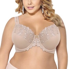Ladies Embroidered Lace Full Cup Bra Underwired Firm Hold Large Bosom Plus Size