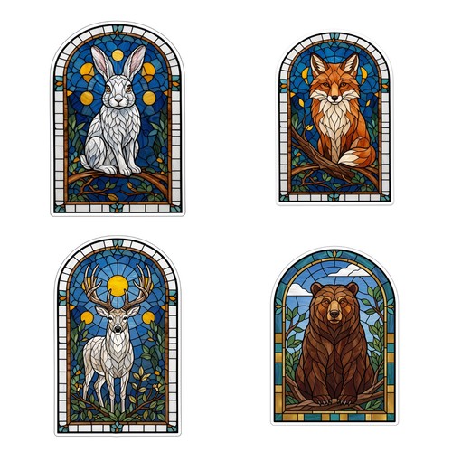 Woodland animal stained - woodland,