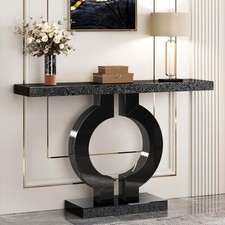 Black modern mirrored console - black,