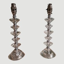PAIR OF LAURA ASHLEY FARA CRYSTAL SPHERE LAMP BASES CLEAR  33CMS HIGH Lamps