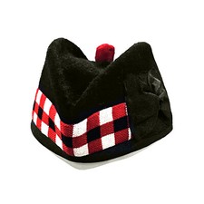 GLENGARRY TRIPLE DICED HAT SCOTTISH PIPER HAT 100% PURE WOOL BLACK -TC