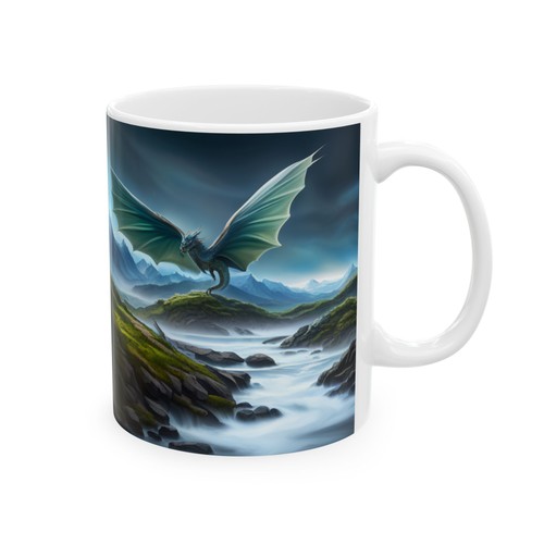 Dragon wings landscape mug - dragon,