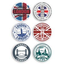 6 x London England Vinyl Stickers 8cm - UK Travel Sticker Luggage Gift #30020