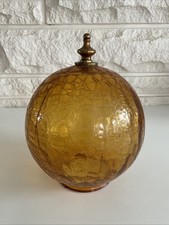 Vintage 6" Amber Crackle Glass Ball Hanging Pendant Swag Globe Lamp Light Shade