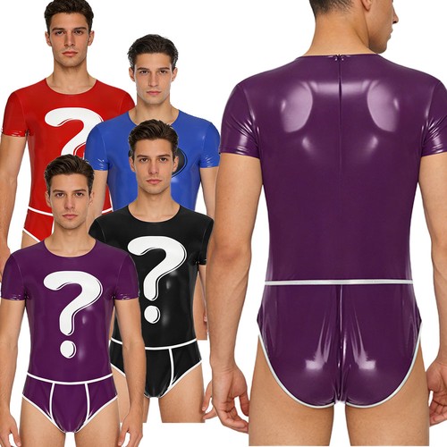 Men wetlook leather mankini - uk,