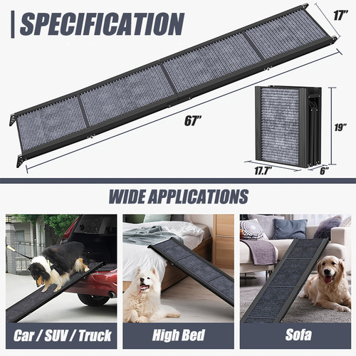 Natural wood dog ramp - natural,