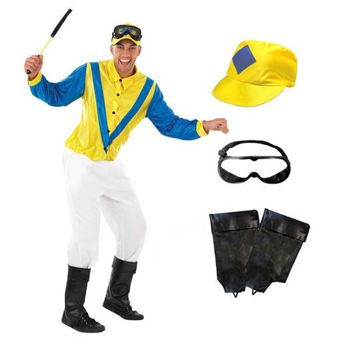 Mens yellow blue horse - yellow, rider