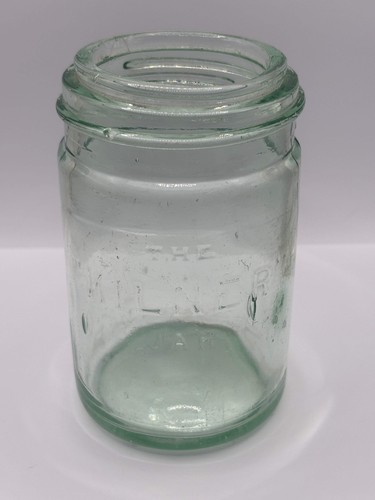 Old aqua glass kilner - jar, (m)