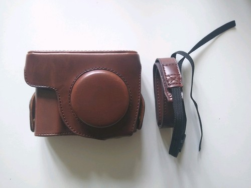 Coffee leather camera case - camera, bag