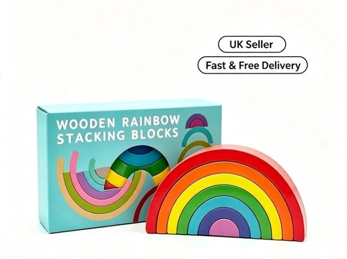 Wooden rainbow stacking - rainbow,