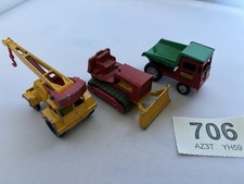Vintage Matchbox Lesney 11, 16, 2.  Jumbo crane, DI Case Tractor, 2 Muir Hill.