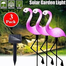Solar Power Pink Flamingo Ornament Garden Outdoor Light Lawn Lamp Landscape Path