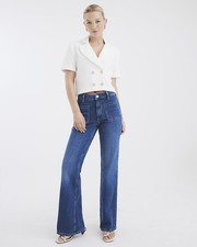 River Island Womens Blue Denim Flared Jeans 12 Regular