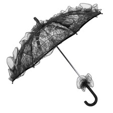 (Black)Wedding Bride Umbrella Unique Foldable Lace Fabric Parasol Umbrella