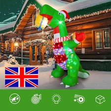 8FT Inflatable Dinosaur Christmas Outdoor Decorations, Giant Blow Up Dinosaur