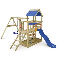 WICKEY TurboFlyer Wooden climbing frame - Swing set with slide and sandpit