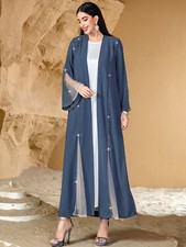 Dubai Women Kimono Long Robe Abaya Muslim Open Kaftan Cardigan Maxi Dress Islam