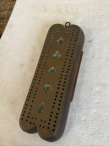 Vintage brass cribbage board - vintage,