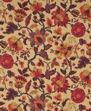 SANDERSON CURTAIN FABRIC DESIGN Amanpuri  1.6 MTRS OLD GOLD/AUBERGINE 100% LINEN