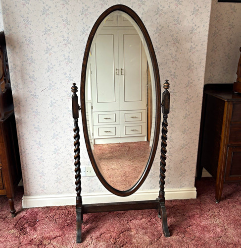 Antique large cheval - cheval, oval