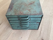 Metal Printers 6 Drawer Cabinet Type Set Letterpress Antique Vintage + 2 Rollers