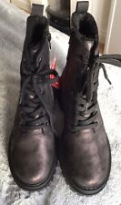 Rieker Black Bronze Warm Lined Lace Up Side Zip Boots Size 5 New