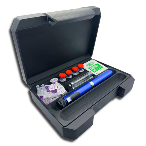Pen storage case with - storage, vial
