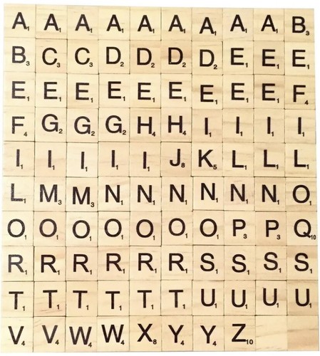 100 wooden scrabble tiles - 100,
