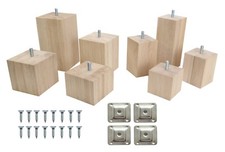 Solid Square Cube OAK Wooden Furniture Legs Feet Set Of 4 For Sofa Stool Cabinet