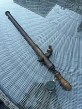 ANTIQUE BRASS PUMP SPRAYER WOOD HANDLE GARDEN WATER ROSE SYRINGE